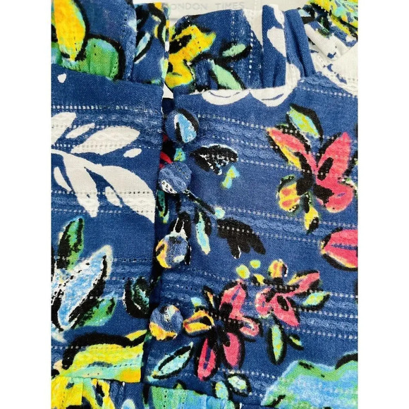 London Times Women's Ruffle Neck and Sleeveless Armhole Tiered Popover Dress L - Picture 7 of 14